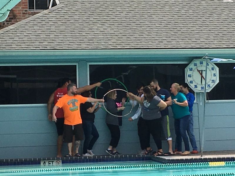 Teams at Houston Swim Club Sharpstown trying to get by one another