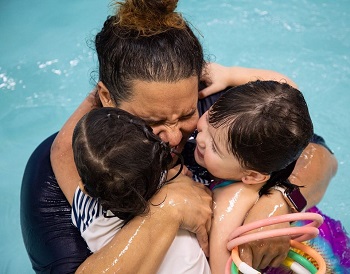  At the end of every swim lesson, we always give high fives and hugs... 